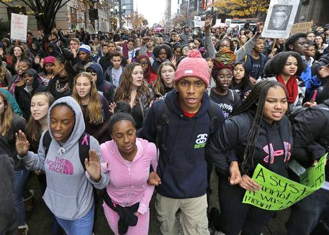 A Black Lives Matter demonstration takes the streets in Seattle